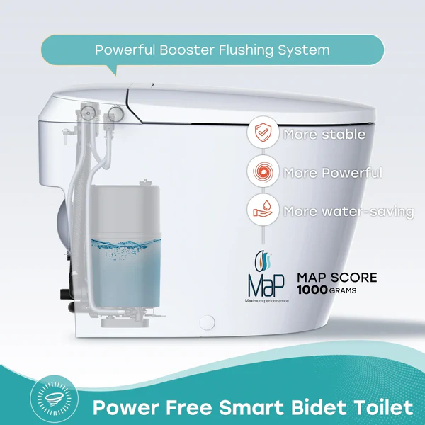 Pressure Assist Toilet with Non Electric Bidet Toilet Seat for 12 Inch Rough In Model T30 - Image 2
